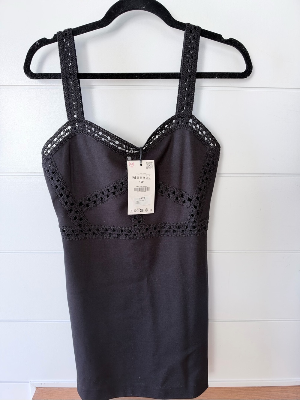 Zara Women’s Black Lace-Trim mini dress